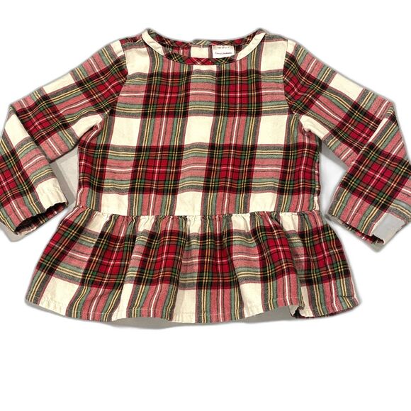 ~ Hanna Andersson 4 Plaid Flannel Top Long Sleeves Soft Red Green Black Shirt - Picture 1 of 13